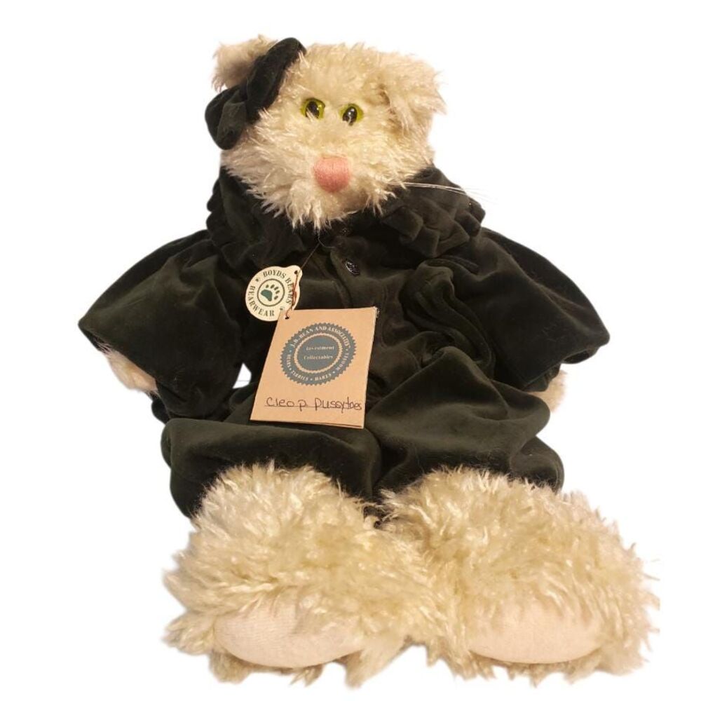 Boyds Bears Cleo P Pussytoes 16" Jointed Plush White Cat w Tags JB Bean Series